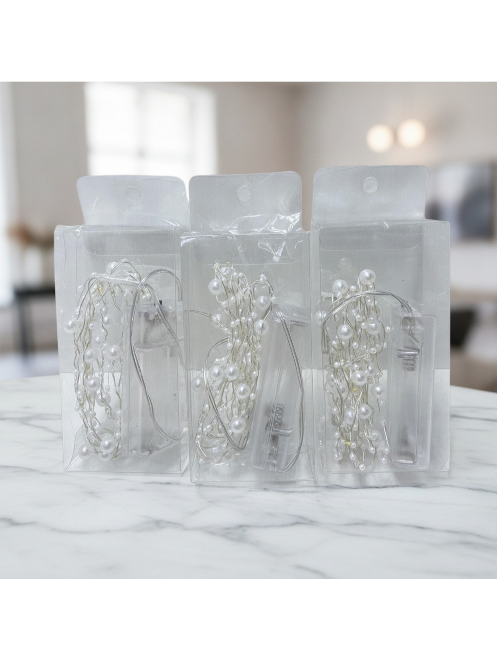 Pearl String Fairy Lights 3 Sets 80” LED Fairy Lights Each Battery Operated New